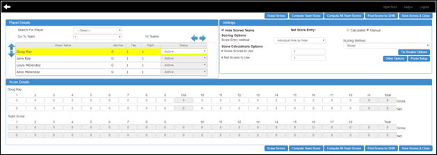 Individual Hole by Hole Score